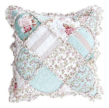 Load image into Gallery viewer, DaDa Bedding Set of 2-Pieces Hint of Mint Floral Patchwork Throw Pillow Covers, 18" x 18" (JHW3036)