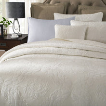 Load image into Gallery viewer, Tache Cotton Ivory White Paisley Damask Matelassé Powder Snow Cushion Covers / Euro Sham (JHW-643)