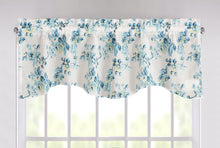 Load image into Gallery viewer, Tache Cotton White Blue Floral Scalloped Petal Dance Sheer Scalloped Window Treatment Valance (JHW-646)
