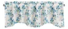 Load image into Gallery viewer, Tache Cotton White Blue Floral Scalloped Petal Dance Sheer Scalloped Window Treatment Valance (JHW-646)