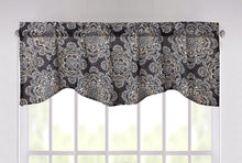Load image into Gallery viewer, DaDa Bedding Navy Blue Bohemian Elegance Medallions Floral Window Curtain Valance - 18" x 52" (JHW-660)