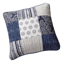 Load image into Gallery viewer, DaDa Bedding Patchwork Denim Blue Elegance Bohemian Euro Sham - 26” x 26" - 1PC (JHW660)