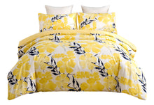 Load image into Gallery viewer, Tache Microfiber Watercolor Tropical Floral Yellow Blue Duvet Cover (JHW-841)