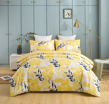 Load image into Gallery viewer, Tache Microfiber Watercolor Tropical Floral Yellow Blue Duvet Cover (JHW-841)