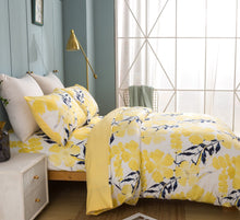 Load image into Gallery viewer, Tache Microfiber Watercolor Tropical Floral Yellow Blue Duvet Cover (JHW-841)
