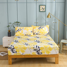 Load image into Gallery viewer, Tache Microfiber Watercolor Tropical Floral Yellow Blue Fitted Sheet / Flat Sheet (JHW-841)