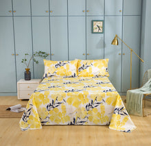 Load image into Gallery viewer, Tache Microfiber Watercolor Tropical Floral Yellow Blue Fitted Sheet / Flat Sheet (JHW-841)