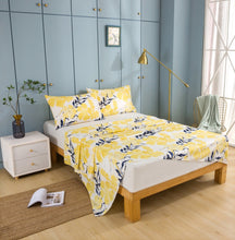 Load image into Gallery viewer, Tache Microfiber Watercolor Tropical Floral Yellow Blue Fitted Sheet / Flat Sheet (JHW-841)