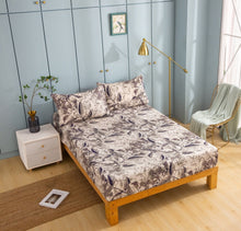 Load image into Gallery viewer, Tache Microfiber Abstract Wispy Leaf Taupe Grey Fitted Sheet / Flat Sheet (JHW-843)