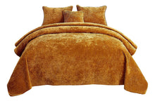 Load image into Gallery viewer, Tache Plush Dreams Melted Gold Waves Velvet Quilt Set (JHW-852Y)