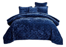 Load image into Gallery viewer, Tache Plush Dreams Dark Royal Blue Tufted Velvet Quilt Set (JHW-853DB)