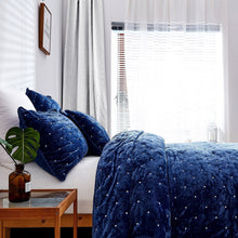 Load image into Gallery viewer, Tache Plush Dreams Dark Royal Blue Tufted Velvet Quilt Set (JHW-853DB)