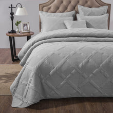 Load image into Gallery viewer, Tache Soothing Pastel Silver Diamond Stitch Light Gray Cotton Quilt Set (JHW-862)