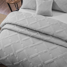 Load image into Gallery viewer, Tache Soothing Pastel Silver Diamond Stitch Light Gray Cotton Quilt Set (JHW-862)
