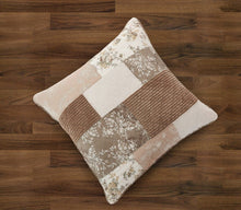 Load image into Gallery viewer, DaDa Bedding Vintage Patchwork Dusty Rose Taupe &amp; Tan Beige Brown Floral Euro Pillow Sham Cover, 26" x 26" (JHW866)