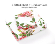 Load image into Gallery viewer, DaDa Bedding Romantic Roses Lovely Spring Pink Floral Fitted Bed Sheet w/ Pillow Cases (JHW879-Fitted)