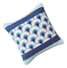 Load image into Gallery viewer, DaDa Bedding Set of 2-Pieces Mediterranean Fans Waves Minty Blue Throw Pillow Covers, 18" x 18" (JHW884)