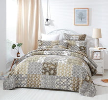 Load image into Gallery viewer, DaDalogy Bedding Bed in a Bag Bundle Set - Bohemian Paisley Dreams Floral Olive Brown Patchwork Bedspread Set (JHW885)