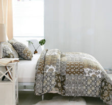 Load image into Gallery viewer, DaDalogy Bedding Bed in a Bag Bundle Set - Bohemian Paisley Dreams Floral Olive Brown Patchwork Bedspread Set (JHW885)