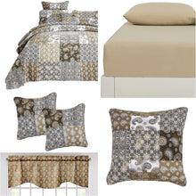 Load image into Gallery viewer, DaDalogy Bedding Bed in a Bag Bundle Set - Bohemian Paisley Dreams Floral Olive Brown Patchwork Bedspread Set (JHW885)
