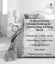 Load image into Gallery viewer, DaDalogy Bedding Bed in a Bag Bundle Set - Bohemian Paisley Dreams Floral Olive Brown Patchwork Bedspread Set (JHW885)