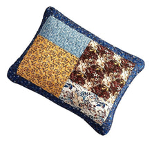 Load image into Gallery viewer, Tache Cotton Patchwork White Blue Yellow Brown Floral Prairie Sunset Pillow Sham (JHW-887)
