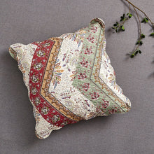 Load image into Gallery viewer, DaDa Bedding Bohemian Cranberry Sage Chevron Floral Euro Pillow Sham Cover, 26" x 26" (JHW924)