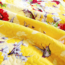 Load image into Gallery viewer, DaDa Bedding Bed in a Bag Bundle Set - Radiant Sunshine Yellow Hummingbirds Floral Bedding Set (JHW-925)