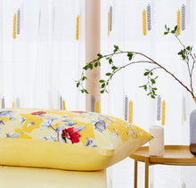 Load image into Gallery viewer, DaDa Bedding Sunshine Yellow Hummingbirds Floral Duvet Cover &amp; Fitted Flat Bed Sheets Set w/ Pillow Cases Window Valances (925)