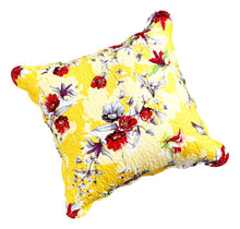 Load image into Gallery viewer, DaDa Bedding Sunshine Yellow Hummingbirds Floral Scalloped Euro Pillow Sham Cover, 26" x 26" (JHW925)