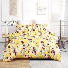 Load image into Gallery viewer, DaDa Bedding Sunshine Yellow Hummingbirds Floral Duvet Cover Set w/ Pillow Cases (JHW-925)