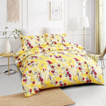 Load image into Gallery viewer, DaDa Bedding Sunshine Yellow Hummingbirds Floral Duvet Cover Set w/ Pillow Cases (JHW-925)