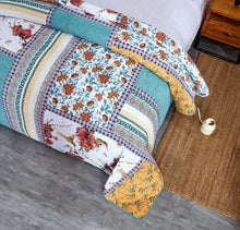 Load image into Gallery viewer, Tache Old World Garden Pastel Blue Yellow Red Hummingbirds Cotton Patchwork Quilt Set (JHW-936)