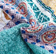 Load image into Gallery viewer, Tache Old World Garden Pastel Blue Yellow Red Hummingbirds Cotton Patchwork Quilt Set (JHW-936)