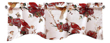 Load image into Gallery viewer, Tache Cotton White Burgundy Sheer Scalloped Window Treatment Hummingbirds Rose Garden Valance (JHW-936)