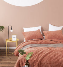 Load image into Gallery viewer, DaDalogy Bedding Terracotta Coral Brick Orange Soft Velour Corduroy Bedspread Set (JHW952)