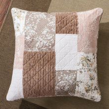 Load image into Gallery viewer, DaDa Bedding Vintage Patchwork Dusty Rose Taupe &amp; Tan Beige Brown Floral Euro Pillow Sham Cover, 26" x 26" (JHW866)