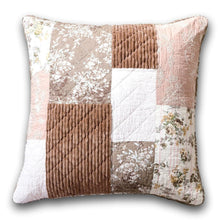 Load image into Gallery viewer, DaDa Bedding Vintage Patchwork Dusty Rose Taupe &amp; Tan Beige Brown Floral Euro Pillow Sham Cover, 26" x 26" (JHW866)