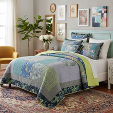 Load image into Gallery viewer, Tache Cotton Bohemian Tropical Calla Lily Quilted Patchwork Bedspread Set (JHW-687)