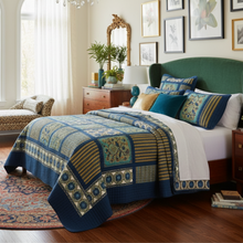 Load image into Gallery viewer, Tache 2-3 Piece Elegant Striped Forest Patchwork Quilt Vibrant Multi Color (JHW-679)