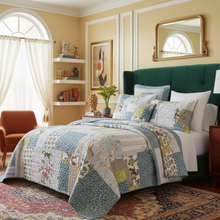 Load image into Gallery viewer, Tache 2-3 Piece Cotton Sky Breeze Pastel Blue Patchwork Quilt Set (JHW-684)