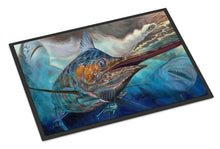 Load image into Gallery viewer, Running The Guantlet Blue Marlin Doormat - 24x36 Decorative Floor Mat – Indoor/Outdoor Rug with Artistic Flair JMA2000JMAT