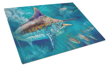 Load image into Gallery viewer, Liquid Metal Black Marlin Glass Cutting Boards – Durable, Decorative Kitchen Art Large JMA2005LCB