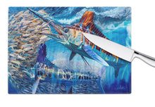 Load image into Gallery viewer, White Night White Marlin Glass Cutting Boards – Durable, Decorative Kitchen Art Large JMA2008LCB