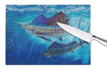 Load image into Gallery viewer, Wide Open Sailfish Glass Cutting Boards – Durable, Decorative Kitchen Art Large JMA2011LCB