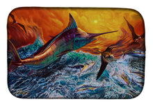 Load image into Gallery viewer, Reflective Chaos Blue Marlin Dish Drying Mat – Absorbent, Artistic Kitchen Essentials JMA2012DDM