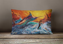 Load image into Gallery viewer, Reflective Chaos Blue Marlin Canvas Fabric Decorative Pillow JMA2012PW1216