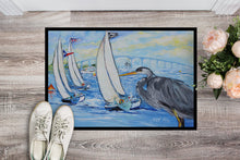 Load image into Gallery viewer, Blue Heron Sailboats Dog River Bridge Doormat - 24x36 Decorative Floor Mat – Indoor/Outdoor Rug with Artistic Flair JMK1001JMAT