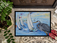 Load image into Gallery viewer, Blue Heron Sailboats Dog River Bridge Doormat - 24x36 Decorative Floor Mat – Indoor/Outdoor Rug with Artistic Flair JMK1001JMAT