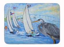 Load image into Gallery viewer, Blue Heron Sailboats Dog River Bridge Machine Washable Memory Foam Mat JMK1001RUG
